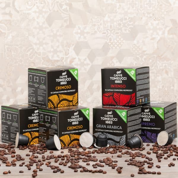 KIT 130 Caps Cremoso - Intenso - Supremo - Gran Arabica COMPOSTABILI compatibili Nespresso® | Caffè Tomeucci 1883